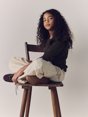 The Set 4 Pack Long Sleeve Ruffle Cotton T-Shirts Brown/Cream - Image 4 of 6