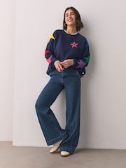 Azul marino con estrellas - Little Bird by Jools Oliver Oversized Crew Neck Sweatshirt - Imagen 4 de 5
