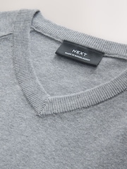 Light Grey Knitted V-Neck School Jumper (3-16yrs) - Image 3 of 4