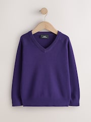 Purple Knitted V-Neck School Jumper (3-16yrs) - Image 1 of 4