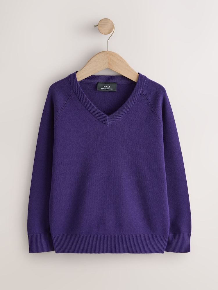 Purple Knitted V-Neck School Jumper (3-16yrs) - Image 1 of 4