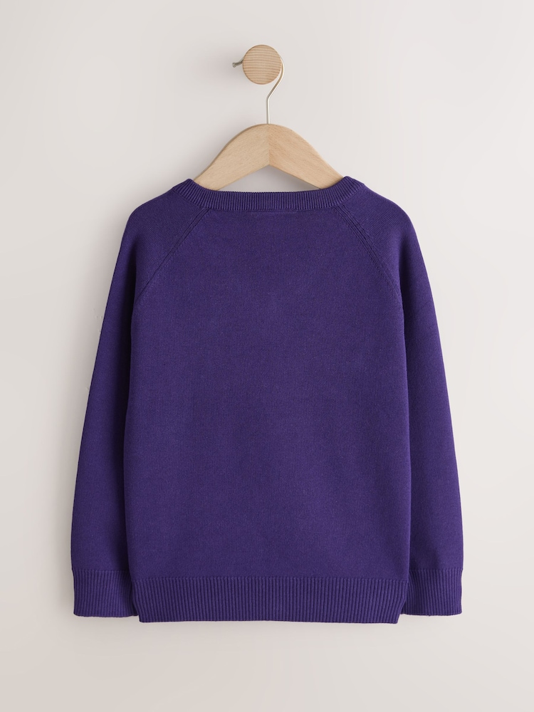 Purple Knitted V-Neck School Jumper (3-16yrs) - Image 2 of 4