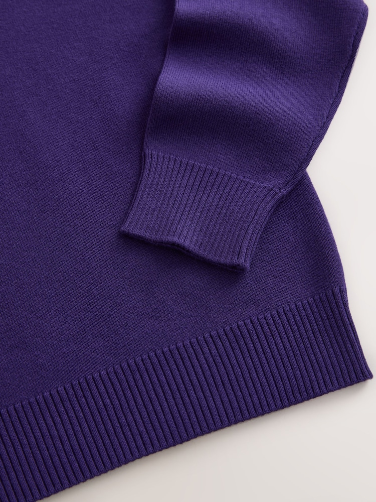 Purple Knitted V-Neck School Jumper (3-16yrs) - Image 4 of 4