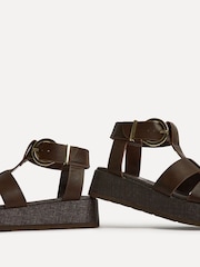 Linzi Dark Brown Tori Flatform Gladiator Sandals - Image 5 of 5