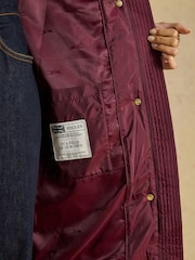 Joules Windborough Burgundy Red Showerproof Longline Padded Coat with Hood - Image 8 of 10