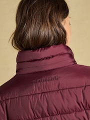 Joules Windborough Burgundy Red Showerproof Longline Padded Coat with Hood - Image 9 of 10