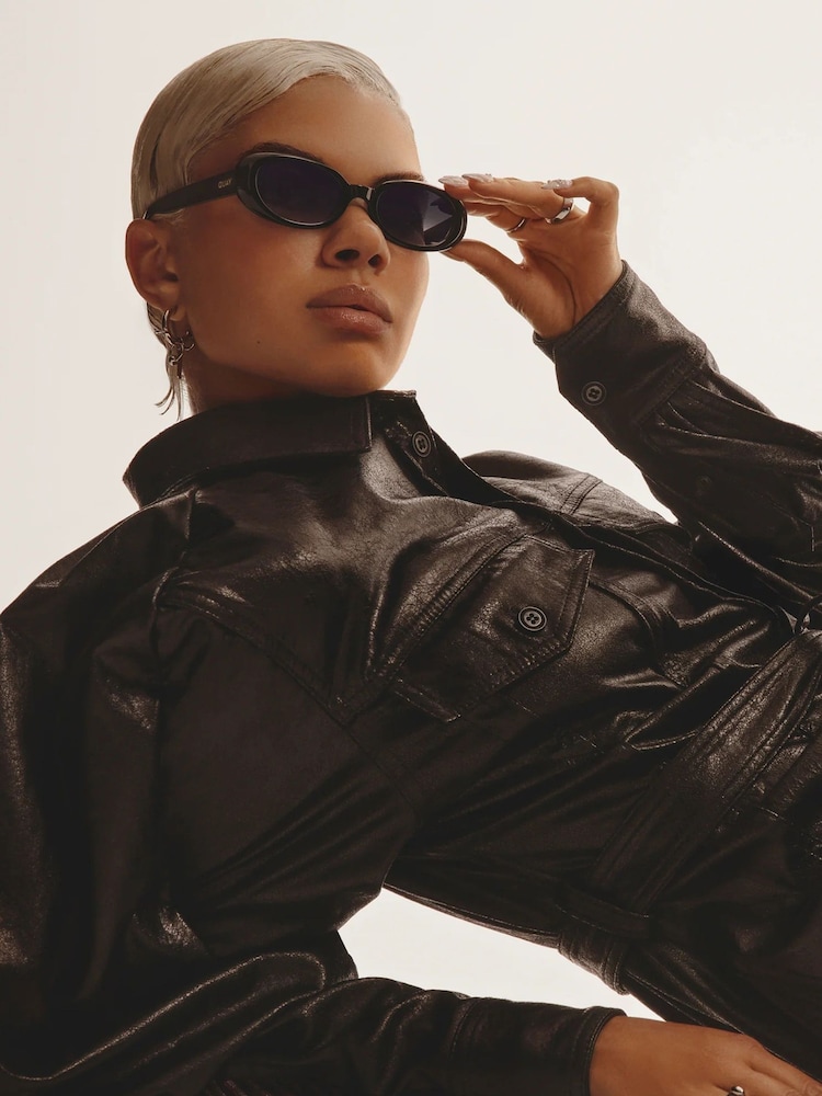 QUAY Black Felt Cute Sunglasses - Image 2 of 5 QUAY Black Felt Cute Sunglasses - Image 2 of 5