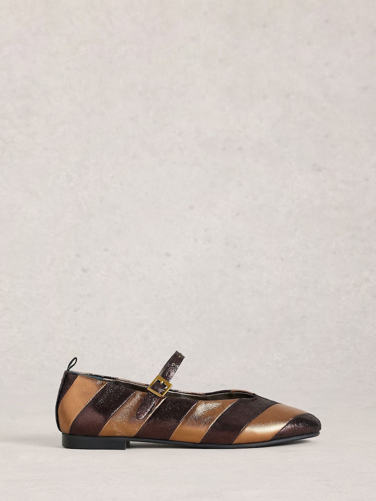 White Stuff Metallic Jazz Mary Jane Ballerina Shoes - Image 1 of 4 White Stuff Metallic Jazz Mary Jane Ballerina Shoes - Image 1 of 4