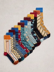 White Stuff Blue Advent Calendar Socks 12 Pairs - Image 1 of 6