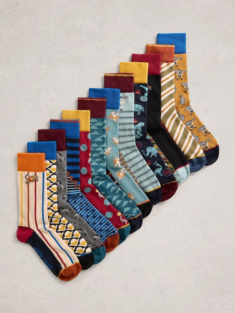 White Stuff Blue Advent Calendar Socks 12 Pairs - Image 1 of 6