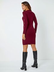 Roman Red Button Detail Roll Neck Jumper Dress - Image 2 of 3