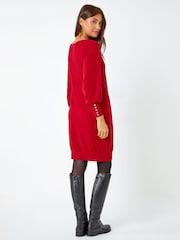 Rojo - Roman Button Detail Knitted Stretch Dress - Imagen 3 de 5