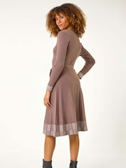 Roman Grey Ribbed Stretch Knit Border Print Dress - Image 3 of 5