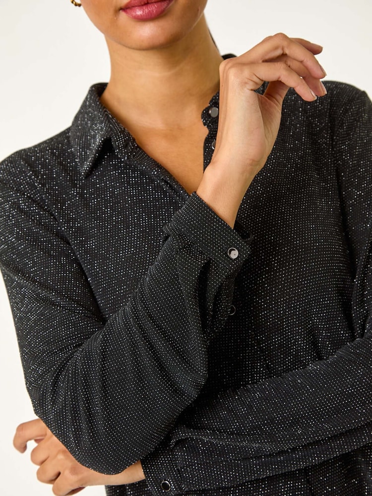 Roman Metallic Brillo Glitter Blouse - Image 5 of 5 Roman Metallic Brillo Glitter Blouse - Image 5 of 5