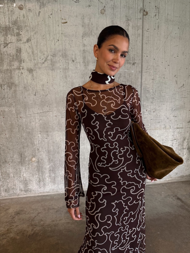 Never Fully Dressed Brown Mesh Dress - Image 2 of 6