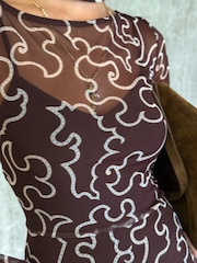 Never Fully Dressed Brown Mesh Dress - Image 3 of 6