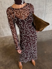 Never Fully Dressed Brown Mesh Dress - Image 6 of 6