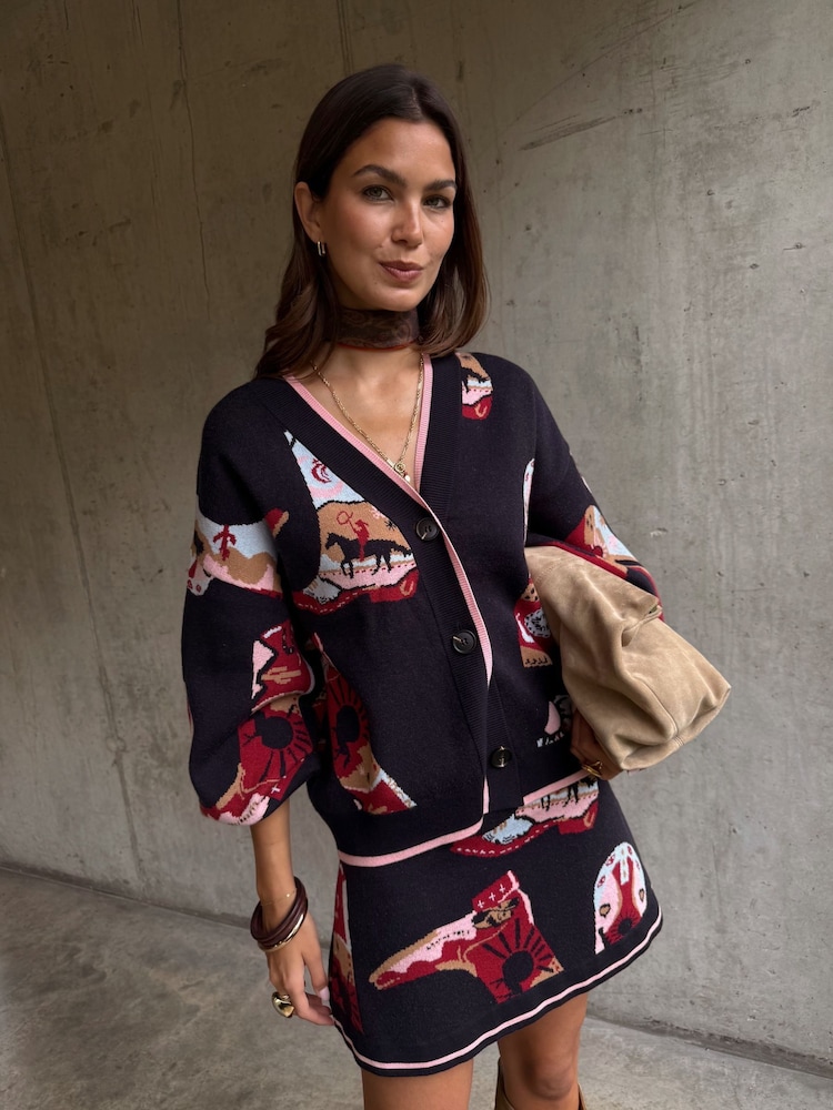 Never Fully Dressed Blue Cowboy Boot Cardigan - Image 1 of 5