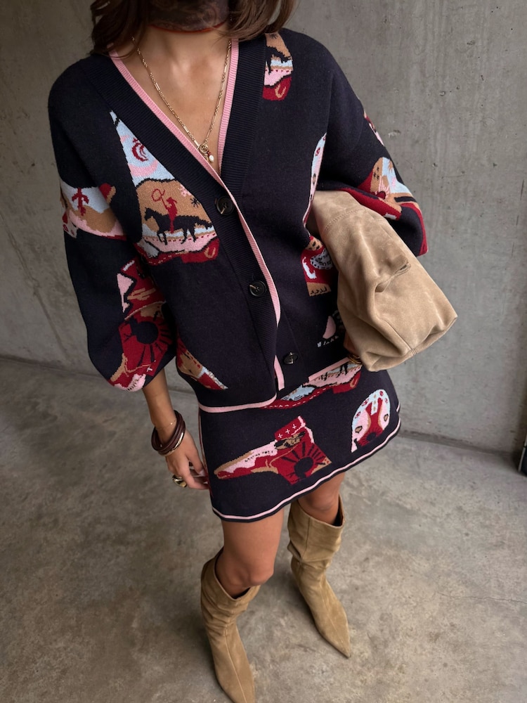 Never Fully Dressed Blue Cowboy Boot Cardigan - Image 5 of 5