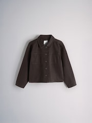 The Set 2 Pack Cropped Denim Shacket Chocolate Brown/Cream - Image 4 of 11