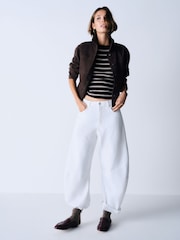 The Set 2 Pack Cropped Denim Shacket Chocolate Brown/Cream - Image 5 of 11