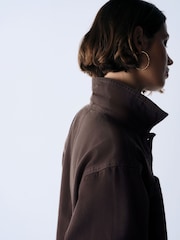 The Set 2 Pack Cropped Denim Shacket Chocolate Brown/Cream - Image 9 of 11