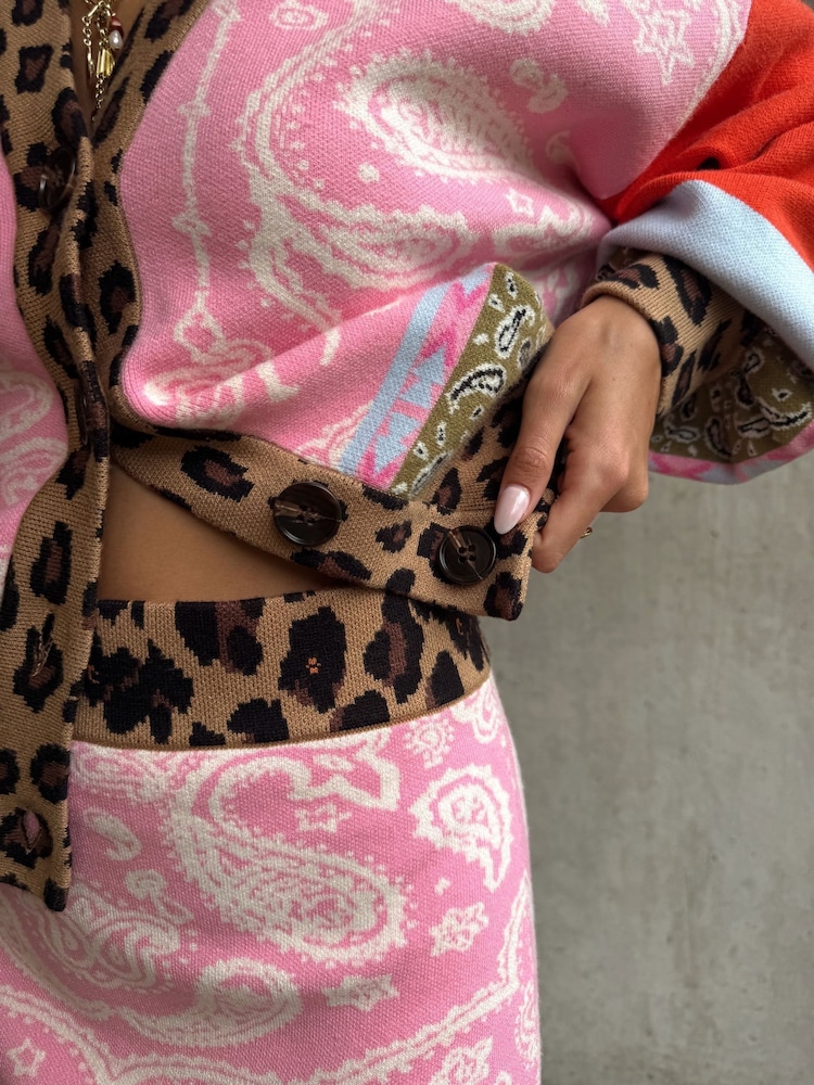 Never Fully Dressed Pink Splice Bandana Cardigan - Image 5 of 5