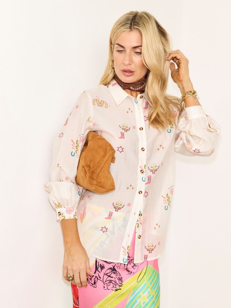 Never Fully Dressed White Western Icon Miley Shirt - Image 1 of 6