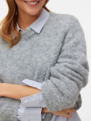 VERO MODA Grey Round Neck Soft Touch Cosy Knitted Jumper - Image 3 of 4