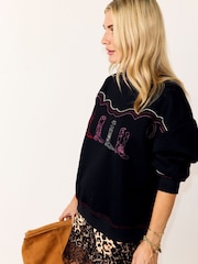 Never Fully Dressed Black Cowboy Boot Sweatshirt - Image 3 of 6