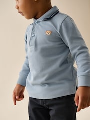Light Blue Long Sleeve Polo Shirt (3mths-7yrs) - Image 4 of 8