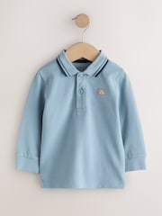 Light Blue Long Sleeve Polo Shirt (3mths-7yrs) - Image 5 of 8