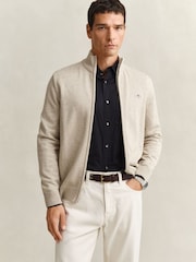 GANT Natural Casual Cotton Knit Zip Through Cardigan - Image 1 of 5