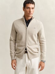 GANT Natural Casual Cotton Knit Zip Through Cardigan - Image 3 of 5