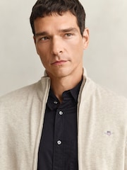 GANT Natural Casual Cotton Knit Zip Through Cardigan - Image 4 of 5