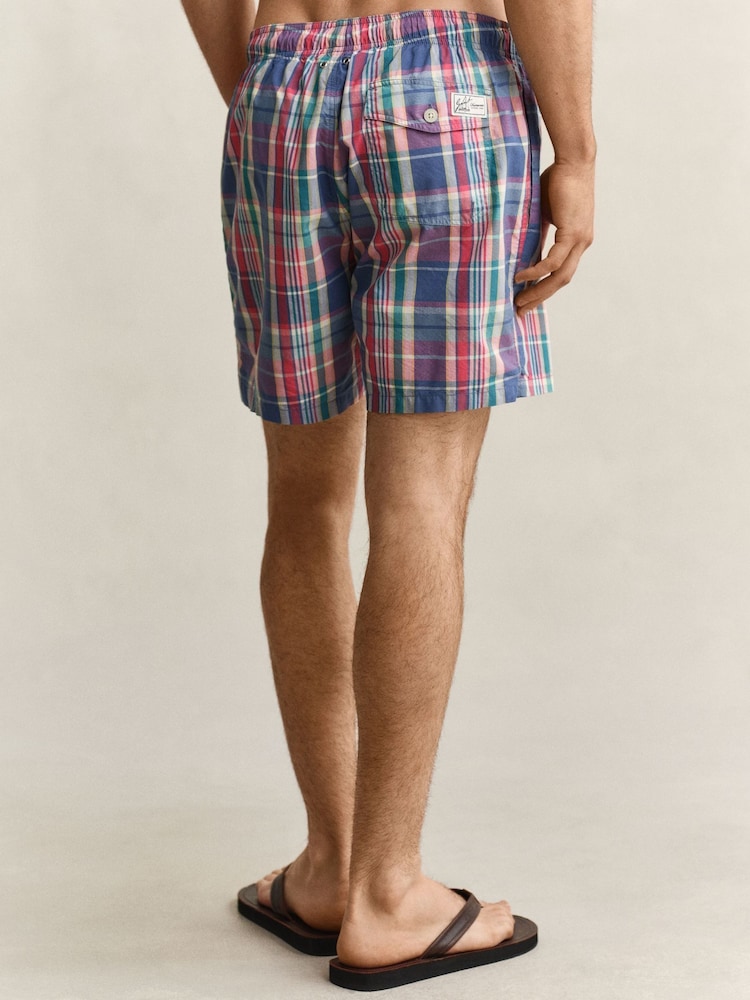 GANT Red Madras Check Swim Shorts - Image 2 of 5