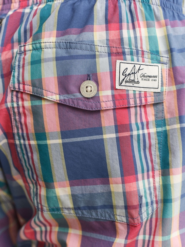 GANT Red Madras Check Swim Shorts - Image 5 of 5