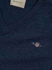GANT Blue Classic Cotton V-Neck Knit Jumper - Image 2 of 2