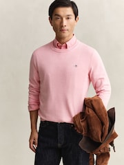 GANT Pink Classic Cotton Crew Knit Jumper - Image 4 of 6
