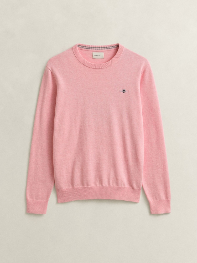 GANT Pink Classic Cotton Crew Knit Jumper - Image 6 of 6