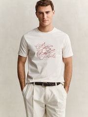 GANT Cream Embroidered Lobster Graphic T-Shirt - Image 1 of 4