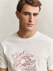 GANT Cream Embroidered Lobster Graphic T-Shirt - Image 3 of 4