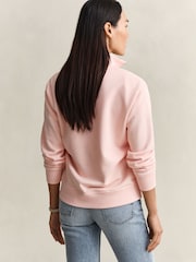 GANT Pink Shield Logo Quarter Zip Sweatshirt - Image 2 of 5