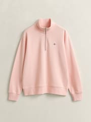 GANT Pink Shield Logo Quarter Zip Sweatshirt - Image 5 of 5