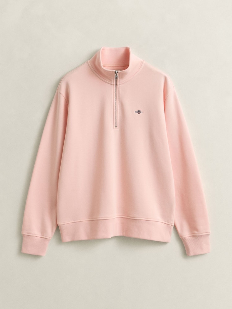 GANT Pink Shield Logo Quarter Zip Sweatshirt - Image 5 of 5 GANT Pink Shield Logo Quarter Zip Sweatshirt - Image 5 of 5