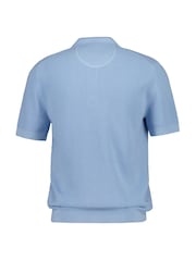 GANT Sky Blue Micro Textured Cotton Knit Polo Shirt - Image 6 of 6