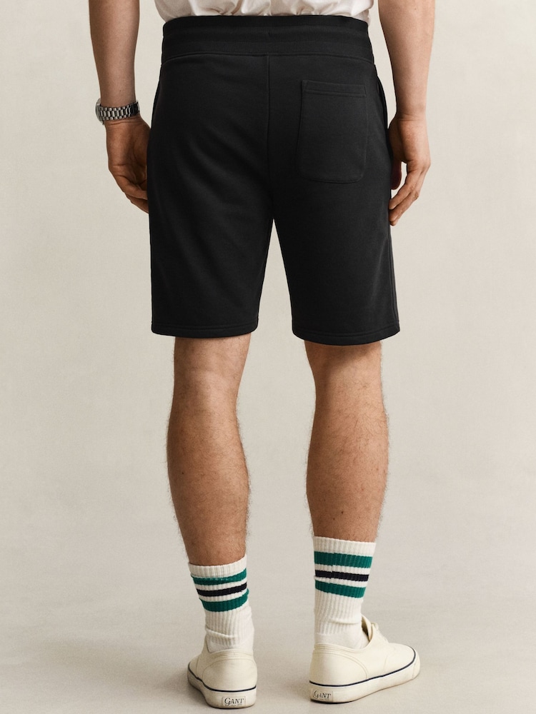 GANT Black Shield Logo Jersey Sweat Shorts - Image 2 of 6