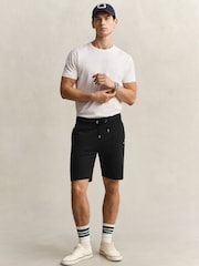 GANT Black Shield Logo Jersey Sweat Shorts - Image 3 of 6