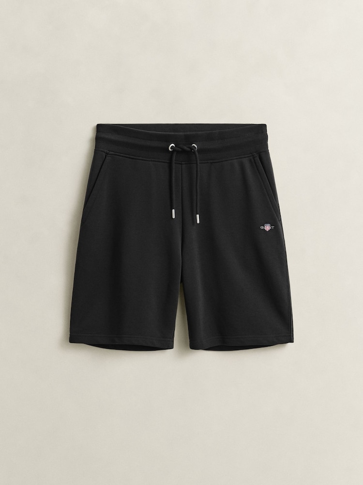 GANT Black Shield Logo Jersey Sweat Shorts - Image 6 of 6