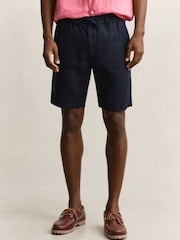Albastru - GANT Linen Drawstring Button Shorts - Imaginea 1 din 6